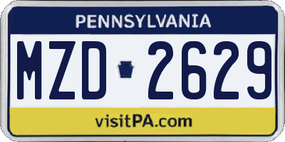 PA license plate MZD2629