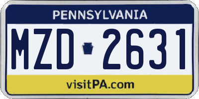 PA license plate MZD2631