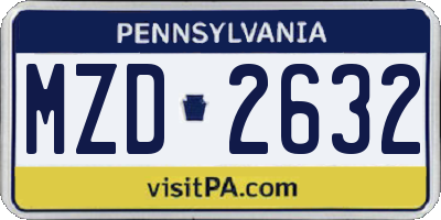 PA license plate MZD2632