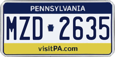 PA license plate MZD2635