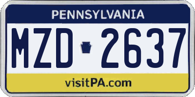 PA license plate MZD2637