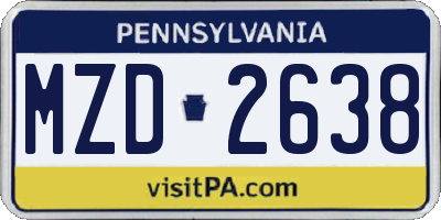 PA license plate MZD2638