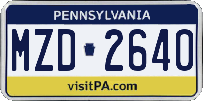 PA license plate MZD2640