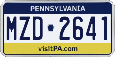 PA license plate MZD2641