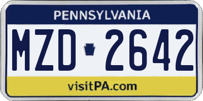 PA license plate MZD2642