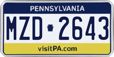 PA license plate MZD2643
