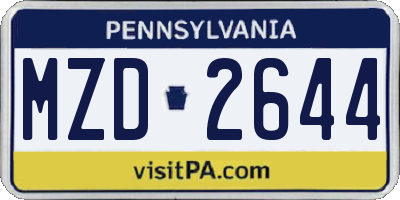 PA license plate MZD2644