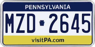 PA license plate MZD2645