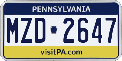 PA license plate MZD2647