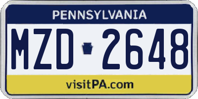 PA license plate MZD2648