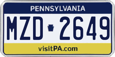 PA license plate MZD2649