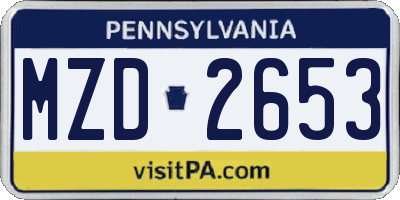 PA license plate MZD2653