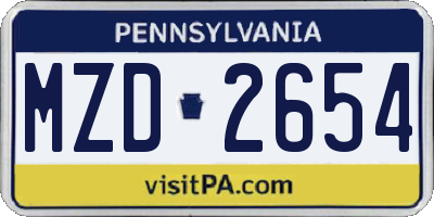 PA license plate MZD2654