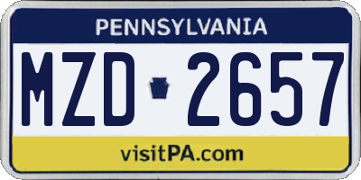 PA license plate MZD2657
