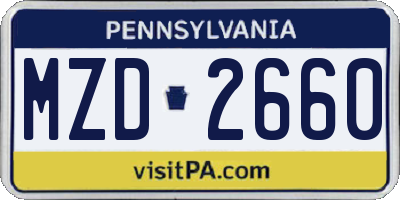 PA license plate MZD2660