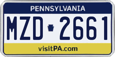 PA license plate MZD2661