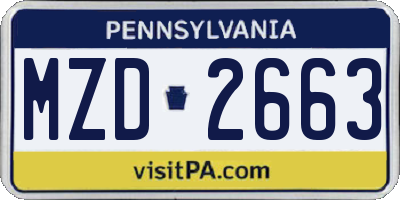 PA license plate MZD2663