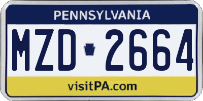 PA license plate MZD2664
