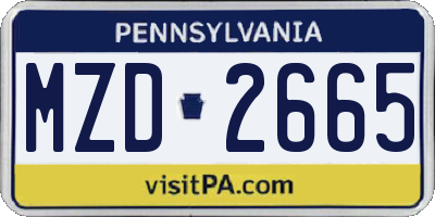 PA license plate MZD2665