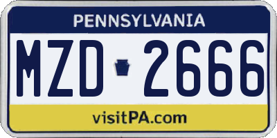 PA license plate MZD2666