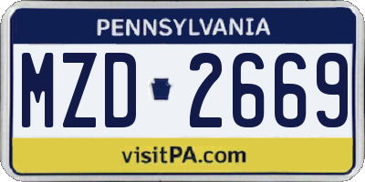 PA license plate MZD2669