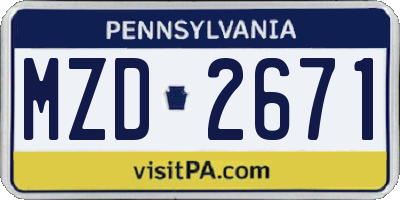 PA license plate MZD2671