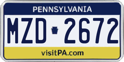 PA license plate MZD2672
