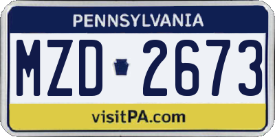 PA license plate MZD2673