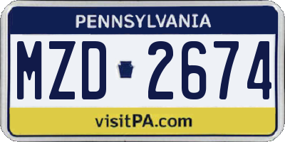 PA license plate MZD2674