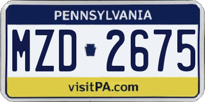 PA license plate MZD2675