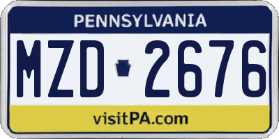 PA license plate MZD2676