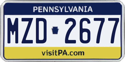 PA license plate MZD2677