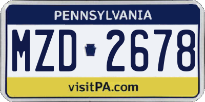 PA license plate MZD2678