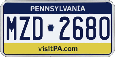PA license plate MZD2680