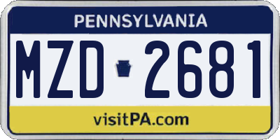 PA license plate MZD2681