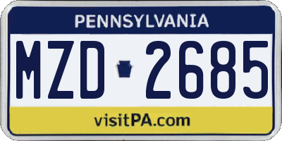 PA license plate MZD2685