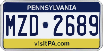 PA license plate MZD2689