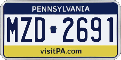 PA license plate MZD2691