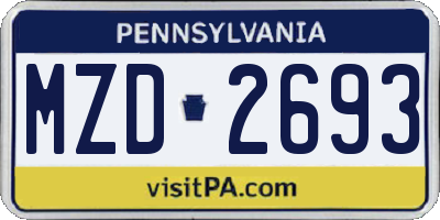 PA license plate MZD2693