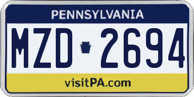 PA license plate MZD2694