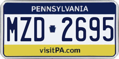PA license plate MZD2695
