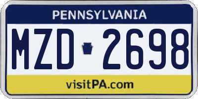 PA license plate MZD2698