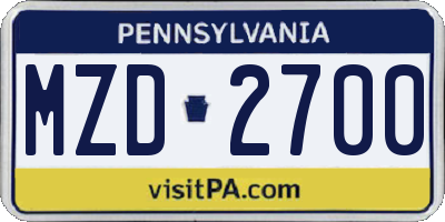 PA license plate MZD2700