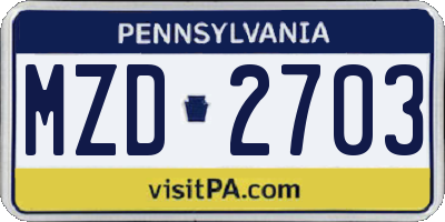 PA license plate MZD2703
