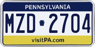 PA license plate MZD2704