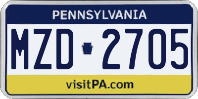 PA license plate MZD2705