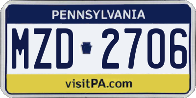 PA license plate MZD2706