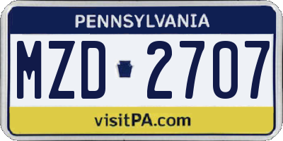 PA license plate MZD2707