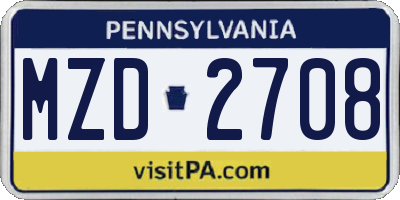 PA license plate MZD2708