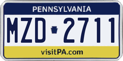 PA license plate MZD2711